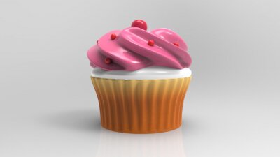 Sticker Cupcake mit Sahne 3d Grafik
