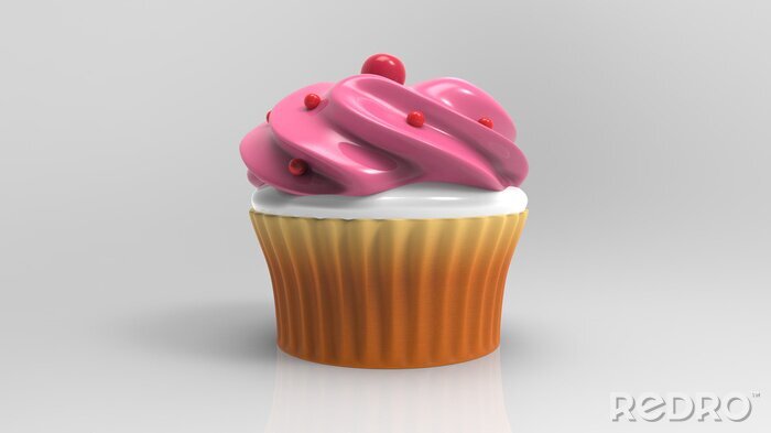 Sticker Cupcake mit Sahne 3d Grafik