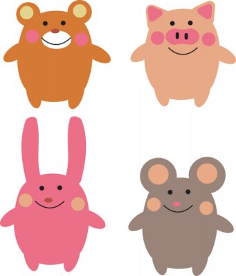 Sticker Cute Cartoon Tiere