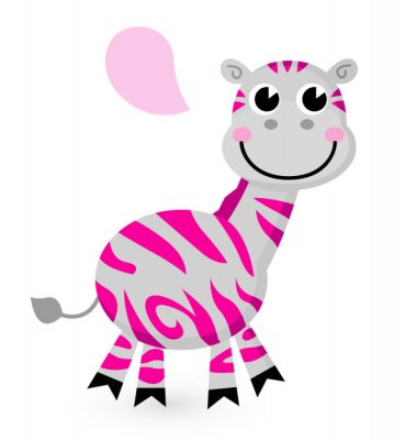 Sticker Cute pink zebra isoliert auf weiß