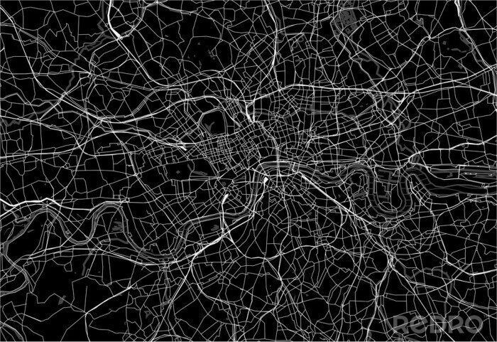 Sticker Dark area map of London, United Kingdom