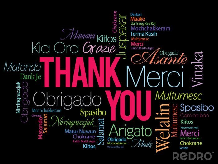 Sticker Das Wort "Danke" in verschiedenen Sprachen geschrieben