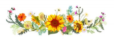 Sticker Dekoration mit Sonnenblumen und Wildblumen