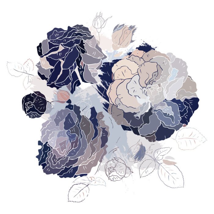 Sticker Dekorative Blumenhintergrund.