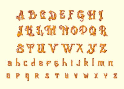 Sticker Dekoratives Alphabet im Fantasy-Stil