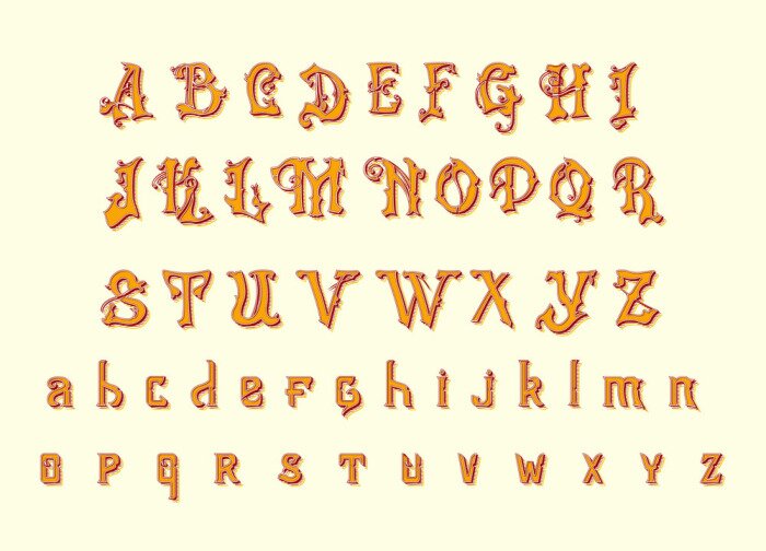 Sticker Dekoratives Alphabet im Fantasy-Stil