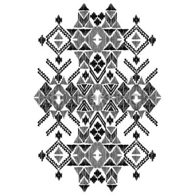 Sticker Dekoratives ethnisches Muster des Vektors Schwarzweiss. Indianische Motive. Hand gezeichneter Hintergrund, aztekische Stammesverzierung. Druck für Mode, Textil, Papier und Cover. Linienillustration
