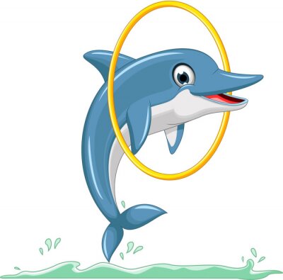Sticker Delfin Ozean und Spiel mit einem Rad