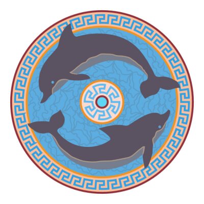 Sticker Delfine auf einem griechischen Mosaik