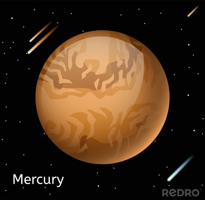 Sticker Der Planet Merkur mit originellen Mustern