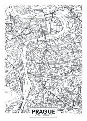 Detaillierte Vektor-Poster Stadtplan Prag