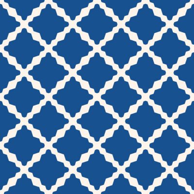 Sticker Diamond grid pattern. Vector abstract floral seamless texture. Blue and white