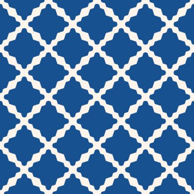 Sticker Diamond grid pattern. Vector abstract floral seamless texture. Blue and white