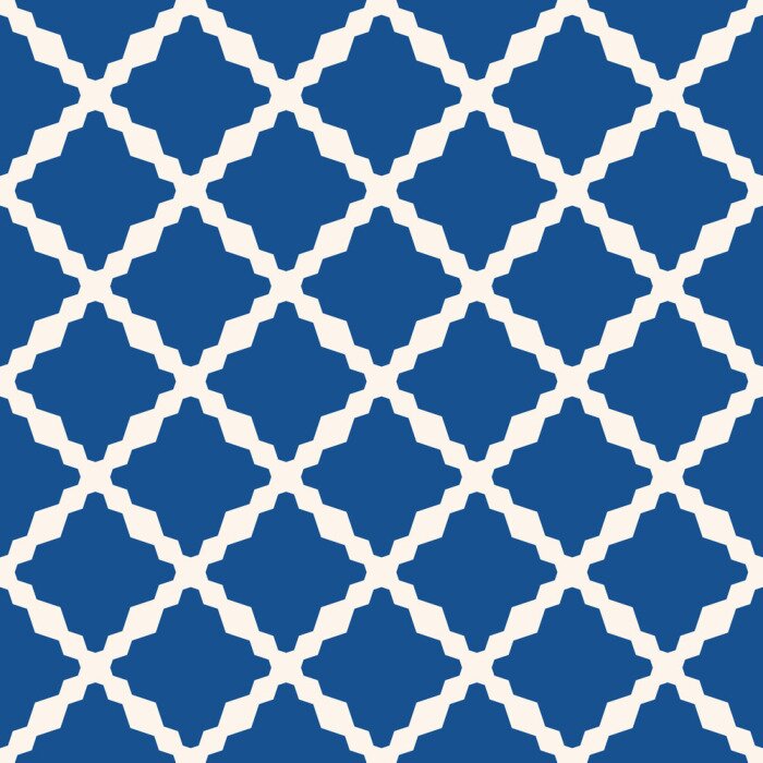Sticker Diamond grid pattern. Vector abstract floral seamless texture. Blue and white