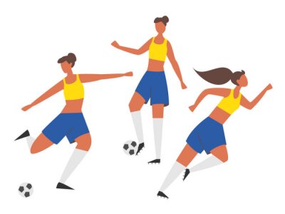 Sticker Die Mädchen spielen Fußball