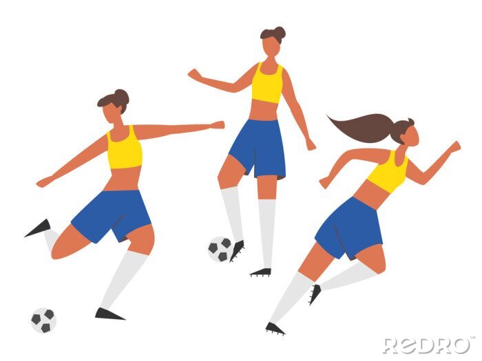 Sticker Die Mädchen spielen Fußball