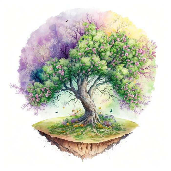 Sticker Die Magie des Frühlingsbaums