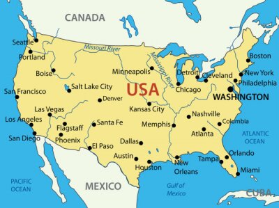 Sticker Die Vereinigten Staaten von Amerika - Vektor-Karte