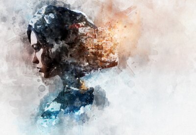 Sticker Digitale Aquarellmalerei.