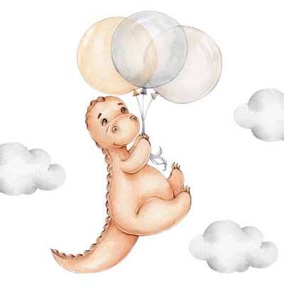 Sticker Dinosaurier mit Luftballons