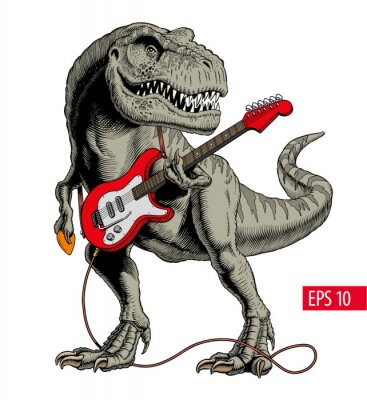 Dinosaurier spielt E-Gitarre