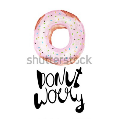 Sticker Donut mit Zuckerguss und Zuckerkonfetti beschriftete Grafik