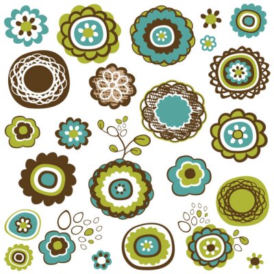 Sticker Doodle Blumen Set