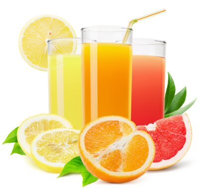 Sticker Drei Arten von Zitrusfruchtsaft