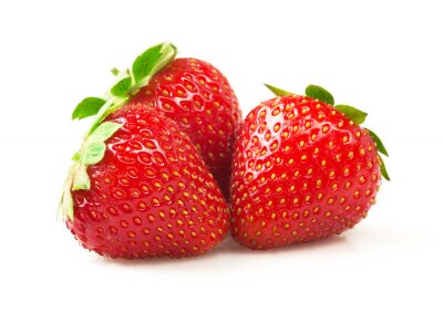 Drei Erdbeeren auf weißem Hintergrund Foto