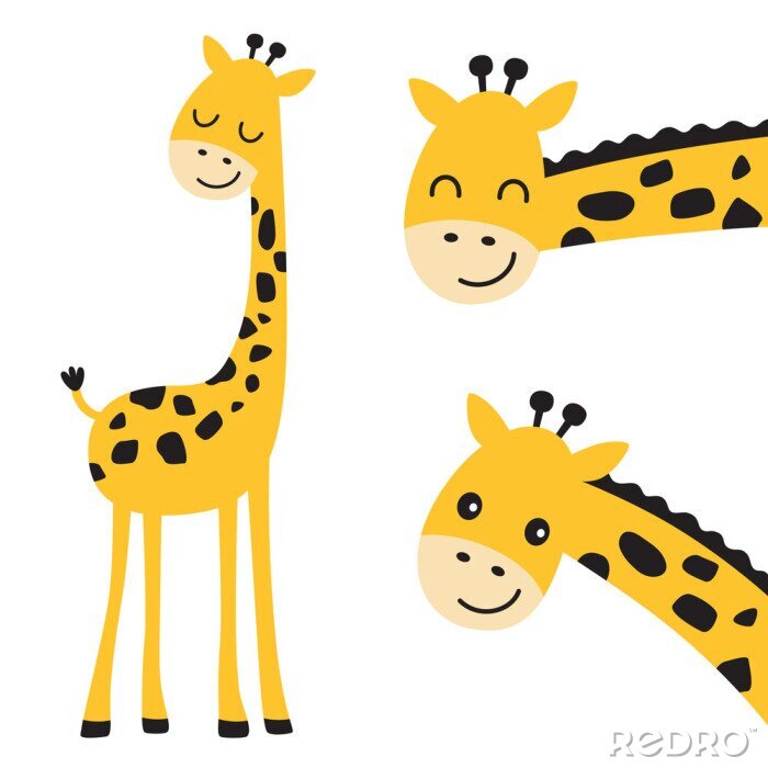 Sticker Drei lächelnde Giraffen mit schwarzen Flecken