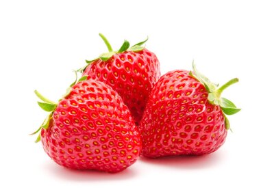 Sticker Drei nebeneinander liegende Erdbeeren