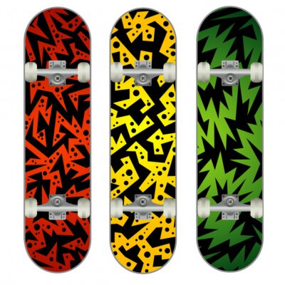 Sticker Drei Vektor Skateboard farbenfrohen Designs