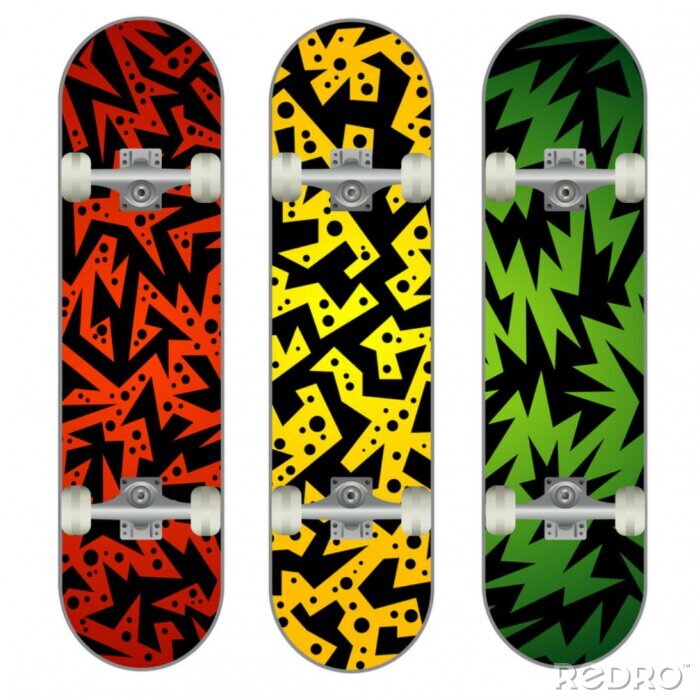 Sticker Drei Vektor Skateboard farbenfrohen Designs