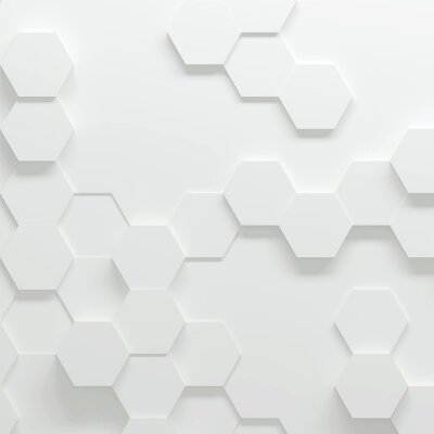 Sticker Dreidimensionale Sechsecke auf weißem Hintergrund