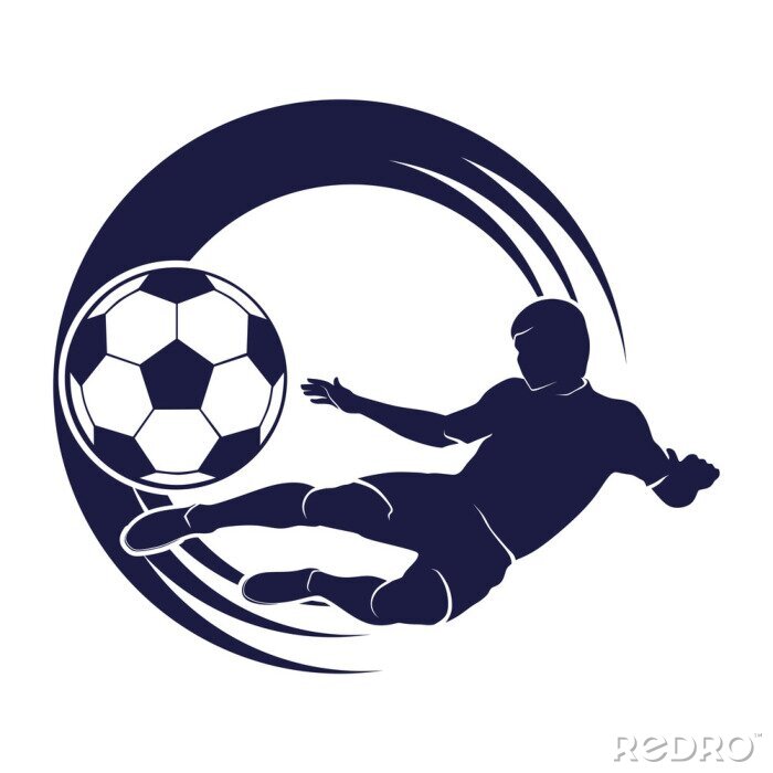 Sticker Dunkelblaue dynamische Fußballgrafik mit Spieler