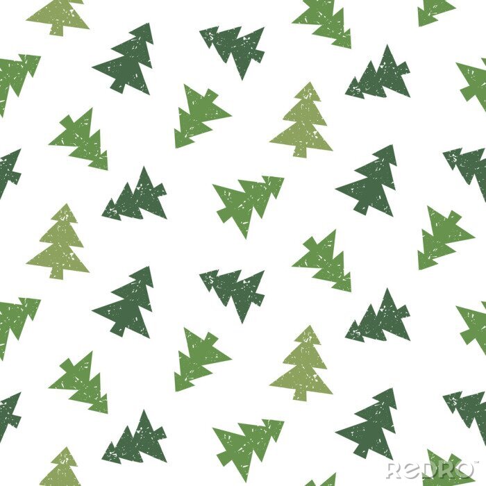 Sticker Dunkelgrüner Weihnachtsbaum auf weißem Hintergrund