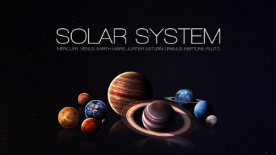 Dunkle Illustration mit dem Sonnensystem