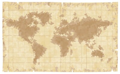 Durch die Zeit geprägte Weltkarte