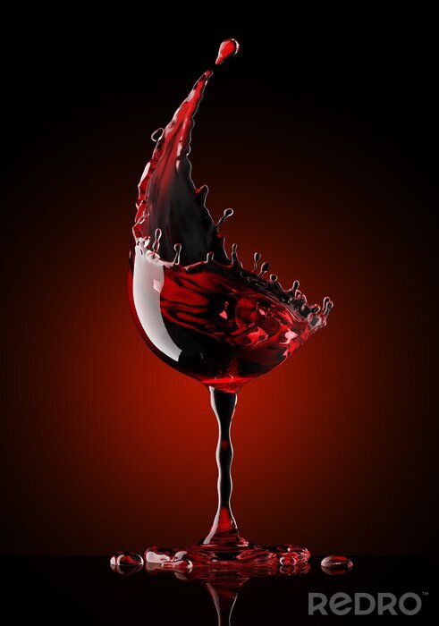 Sticker Ein Glas Rotwein auf dunklem Hintergrund