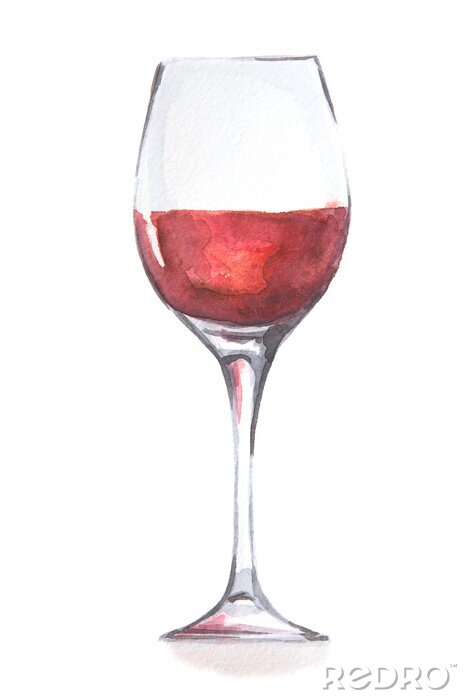 Sticker Ein Glas Rotwein Zeichnung mit Buntstiften