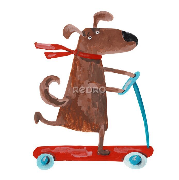 Sticker Ein Hund auf einem Roller