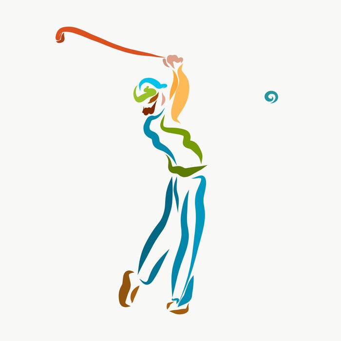 Sticker Ein Mann mit einem Golfschläger, Golf spielend