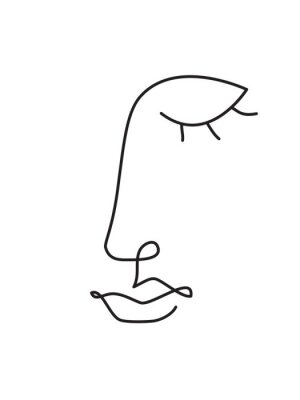 Fototapete Ein Porträt in Strichzeichnungen