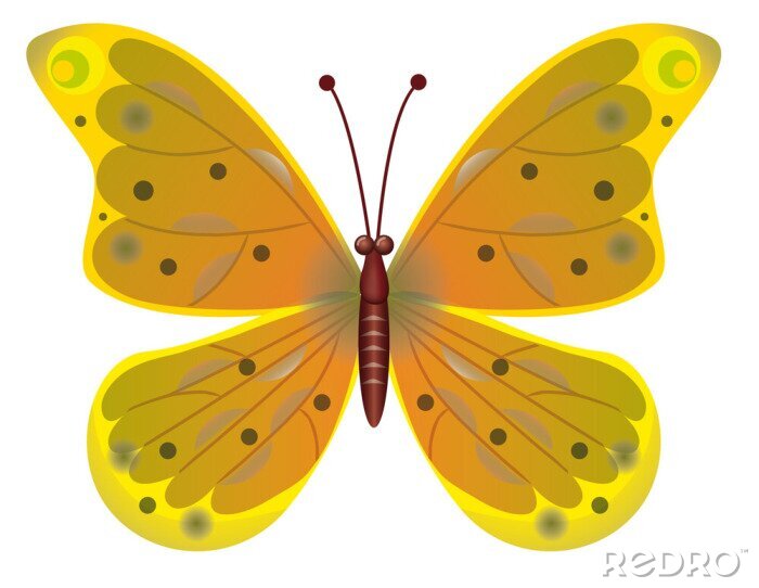 Sticker Ein schöner roter Schmetterling isoliert. EPS10 Vector