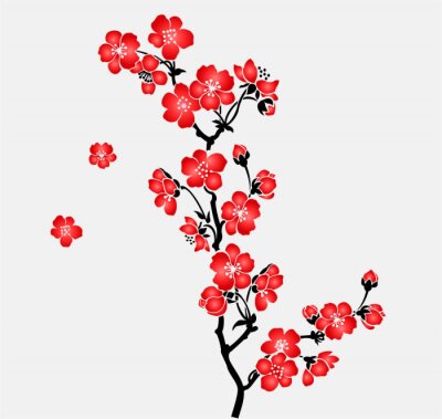 Sticker Ein Zweig der blühenden Kirschbaum Sakura