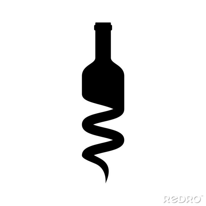 Sticker Eine Flasche Wein auf einer minimalistischen Grafik