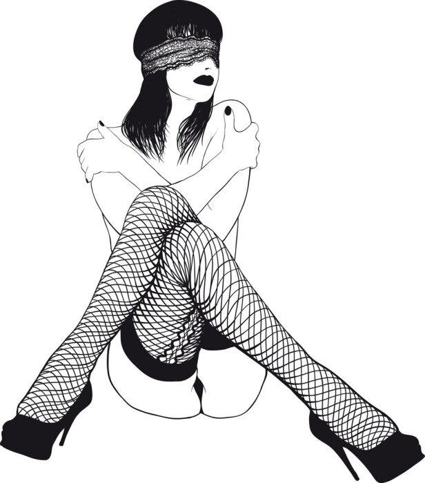 Sticker Eine Frau mit schwarzer Maske