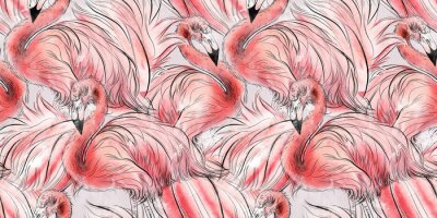 Tapete Eine Gruppe von Flamingos