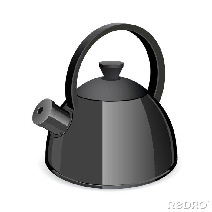 Sticker Eine isolierte schwarz Teekessel auf weißem Hintergrund