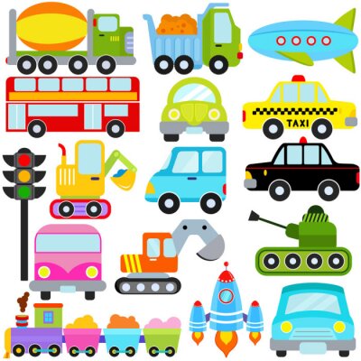 Sticker Eine Reihe von cute Vektor-Icons: Auto / Verkehr / Transport
